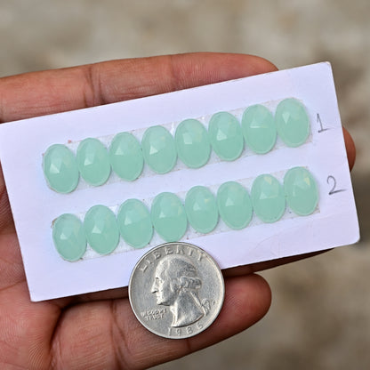 Peru Chalcedony Rose Cut Oval Shape 8x12mm AA Grade Gemstone Strip Set - Total 8 Pcs in one