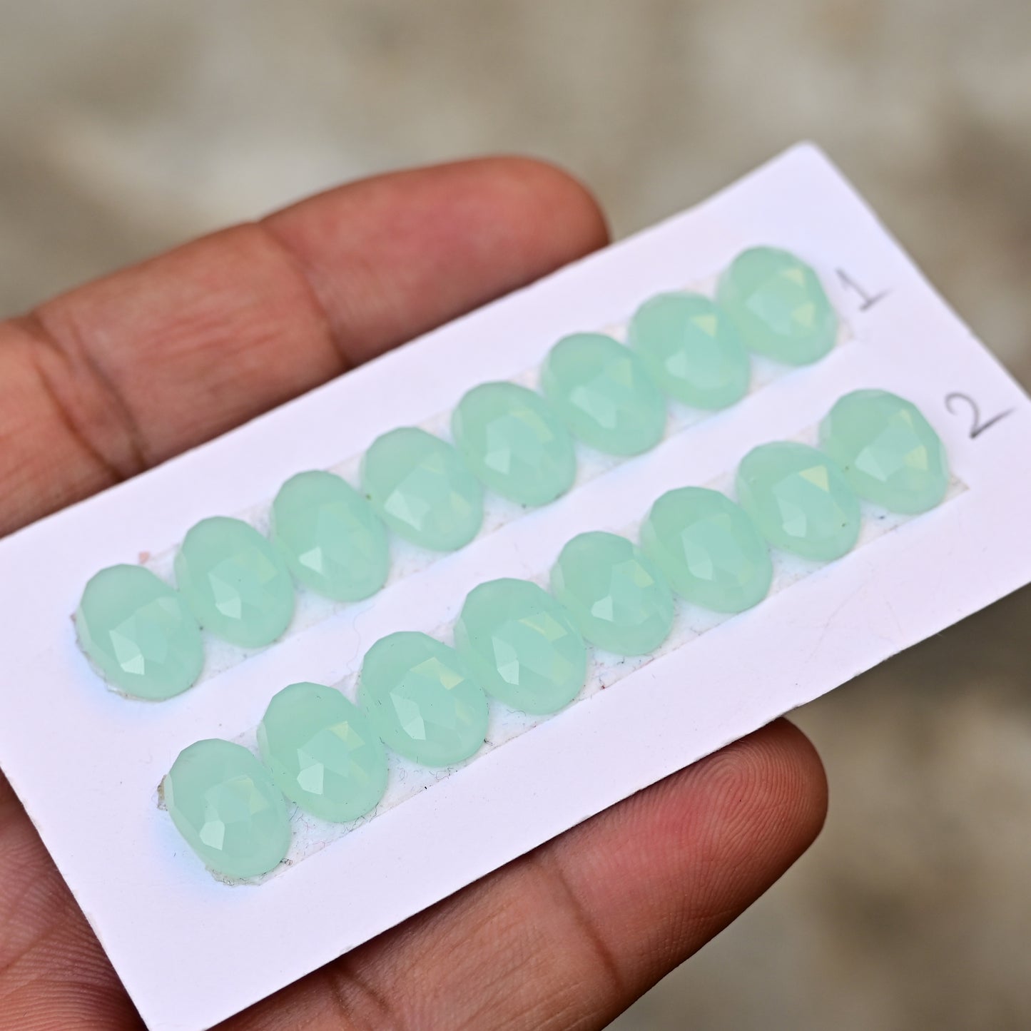 Peru Chalcedony Rose Cut Oval Shape 8x12mm AA Grade Gemstone Strip Set - Total 8 Pcs in one