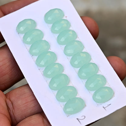 Peru Chalcedony Rose Cut Oval Shape 8x12mm AA Grade Gemstone Strip Set - Total 8 Pcs in one