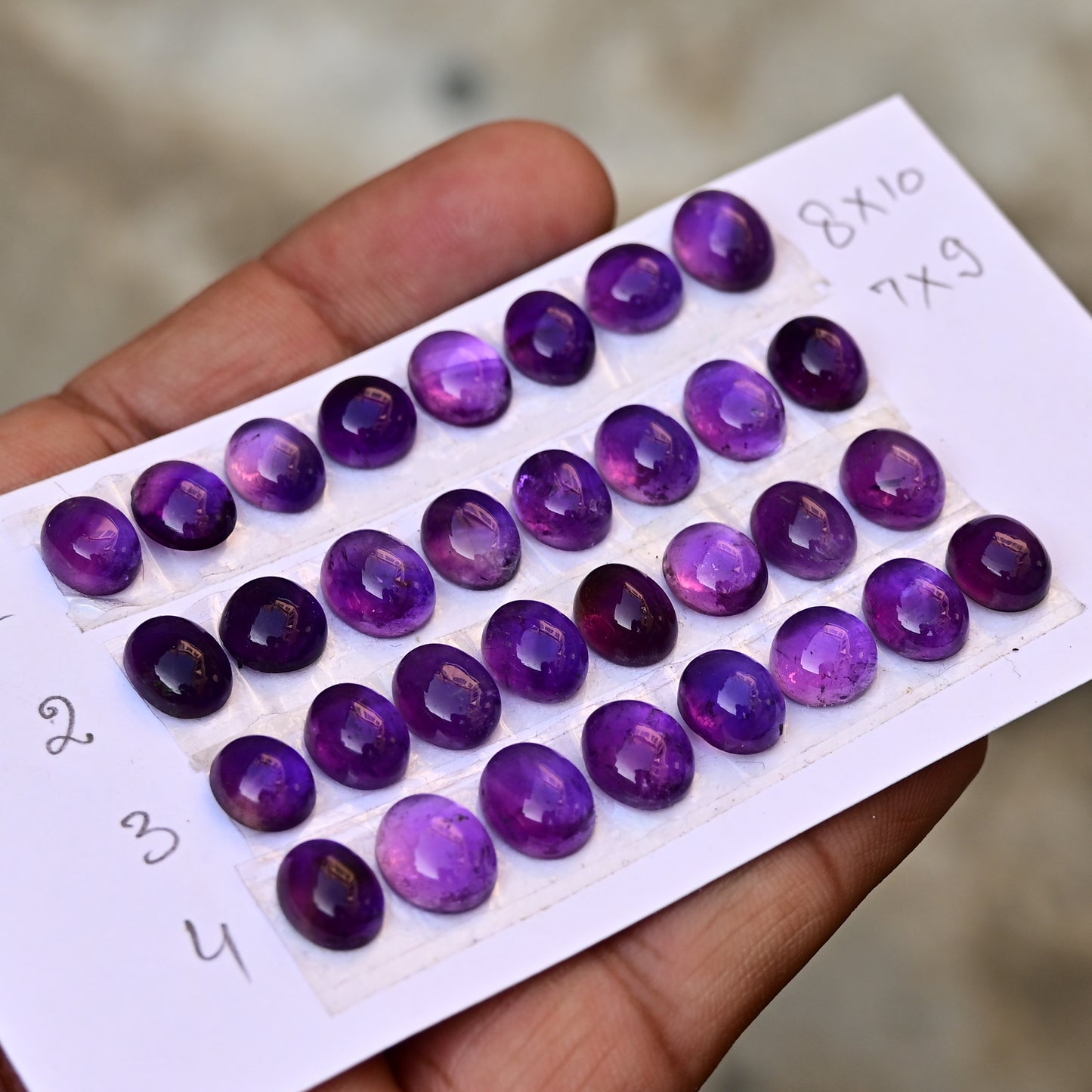 Amethyst Smooth Cabochon Gemstone Mix shape 7x9mm - 8x10mm Jewelry Making AA Grade Gemstone Strip - Total 8 Pcs in One