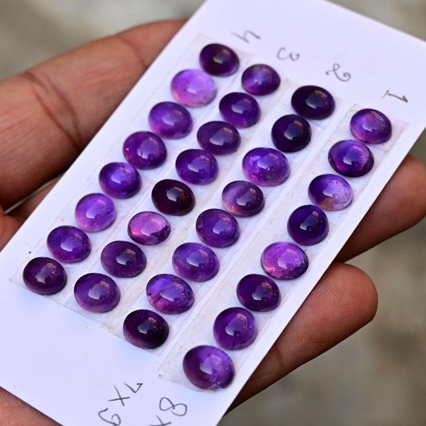 Amethyst Smooth Cabochon Gemstone Mix shape 7x9mm - 8x10mm Jewelry Making AA Grade Gemstone Strip - Total 8 Pcs in One