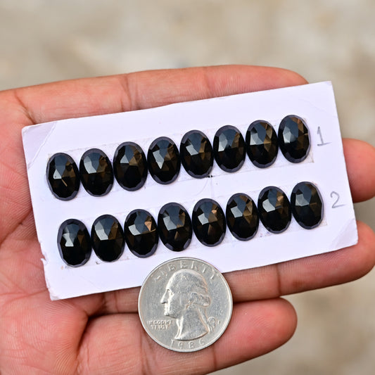 Juego de piedras preciosas de ónix negro con corte rosa y forma mixta de grado AA: 5 piezas en total en uno