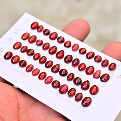 Mozambique Garnet smooth Cabochon 5x7mm - 6x8mm AA Grade Gemstone Strip- Total 12 Pcs in One