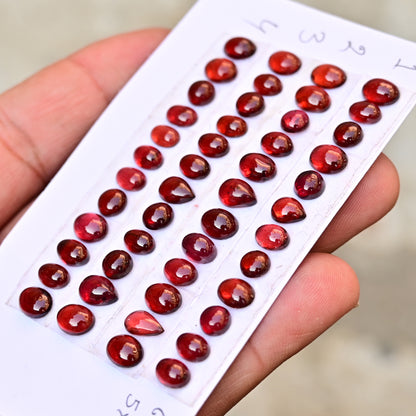 Mozambique Garnet smooth Cabochon 5x7mm - 6x8mm AA Grade Gemstone Strip- Total 12 Pcs in One