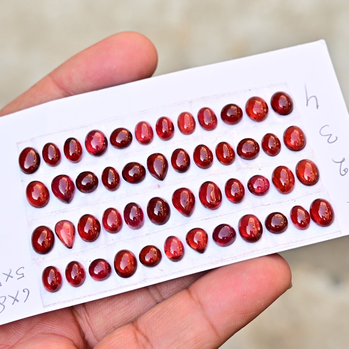 Mozambique Garnet smooth Cabochon 5x7mm - 6x8mm AA Grade Gemstone Strip- Total 12 Pcs in One