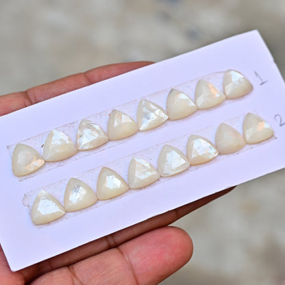 Mother Of Pearl Rose Cut Trillian Shape 10x10mm AA Grade Gemstone Strip Set -Total 8 Pcs in one strip