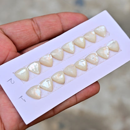 Mother Of Pearl Rose Cut Trillian Shape 10x10mm AA Grade Gemstone Strip Set -Total 8 Pcs in one strip