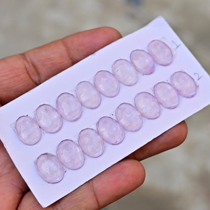 Pink Amethyst Strip 10x14mm Rose Cut Oval Shape AA Grade Gemstone Strip -Total 8 Pcs in one