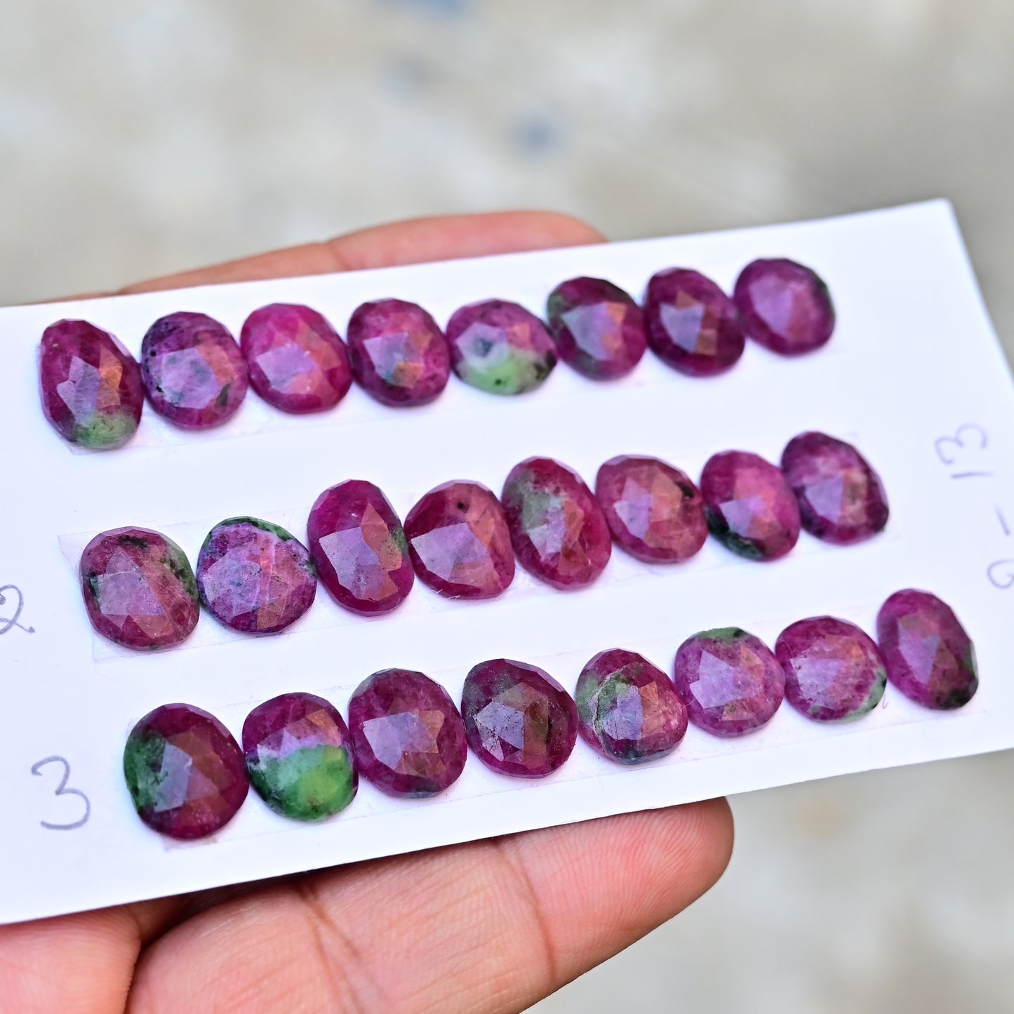 Ruby zoisite Rose Cut Freeform Shape 8-13mm, AA Grade Gemstone Strip - Total 8 Pcs in One