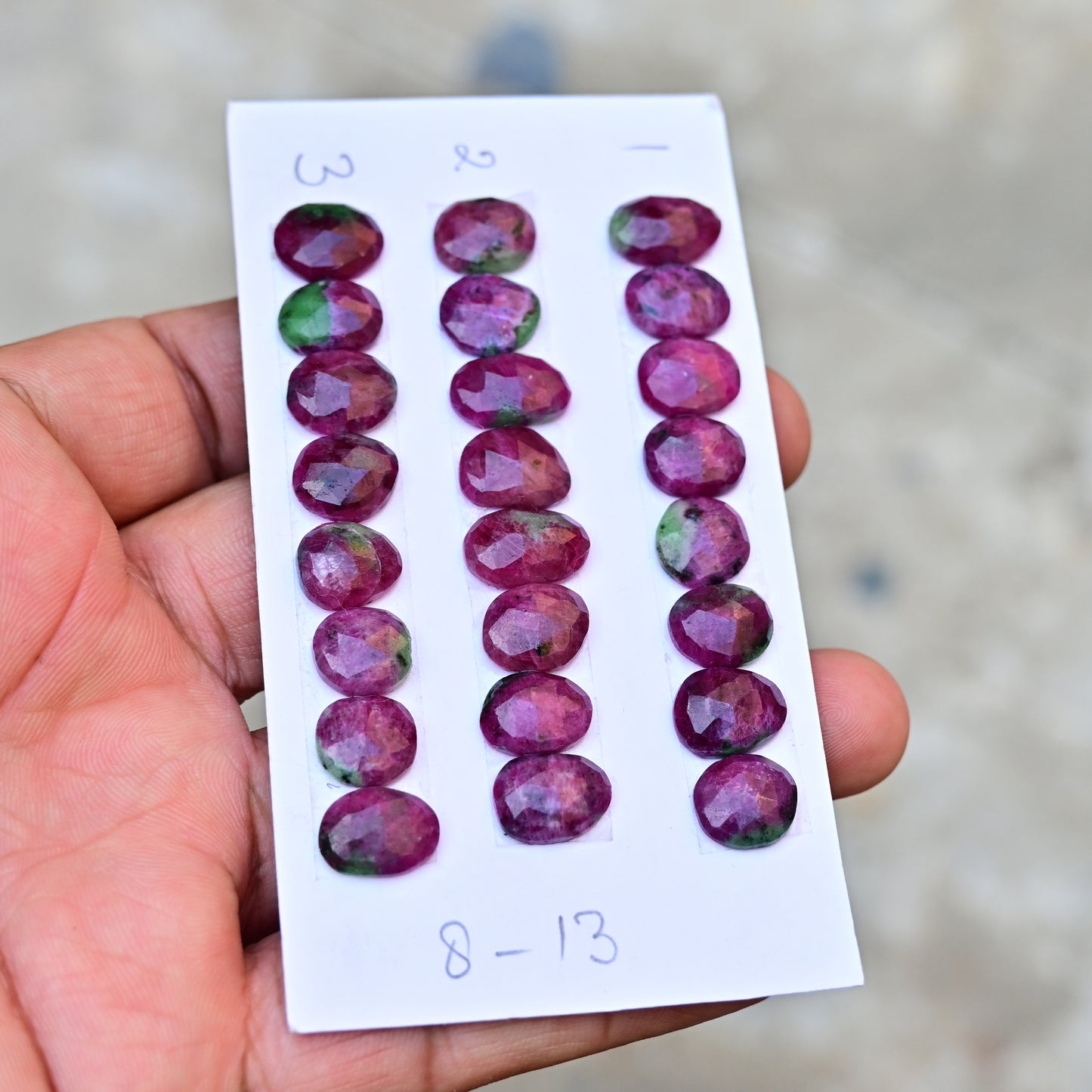 Ruby zoisite Rose Cut Freeform Shape 8-13mm, AA Grade Gemstone Strip - Total 8 Pcs in One