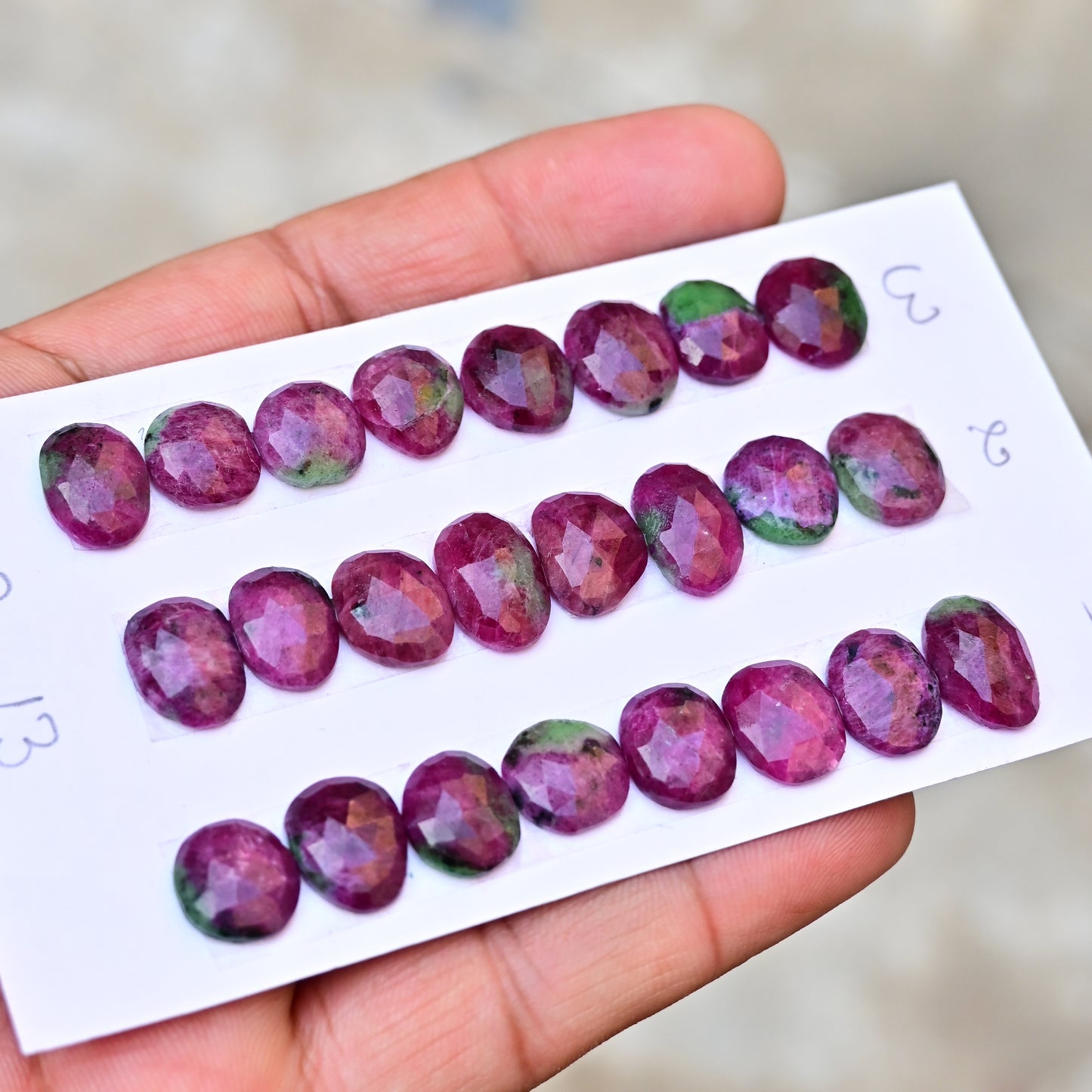 Ruby zoisite Rose Cut Freeform Shape 8-13mm, AA Grade Gemstone Strip - Total 8 Pcs in One