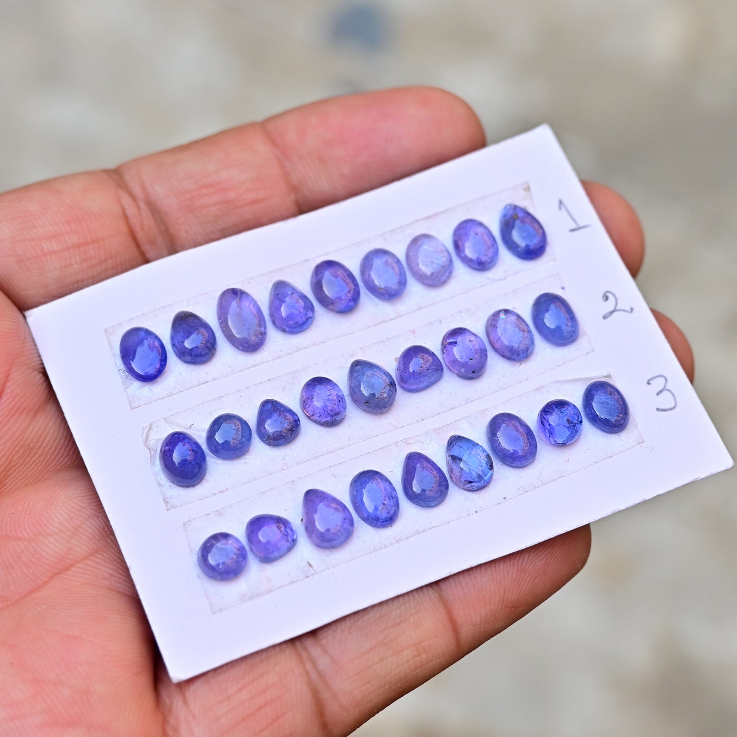 Tanzanite Cabochon 6mm - 9mm Mix Shape AA Grade Gemstone Strip - Total 9 Pcs in one strip