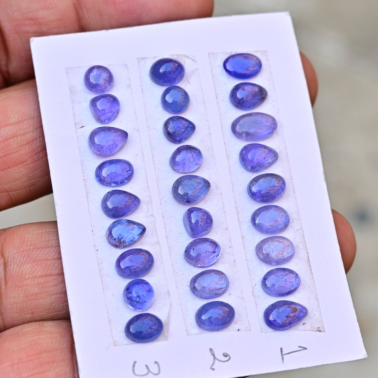 Tanzanite Cabochon 6mm - 9mm Mix Shape AA Grade Gemstone Strip - Total 9 Pcs in one strip