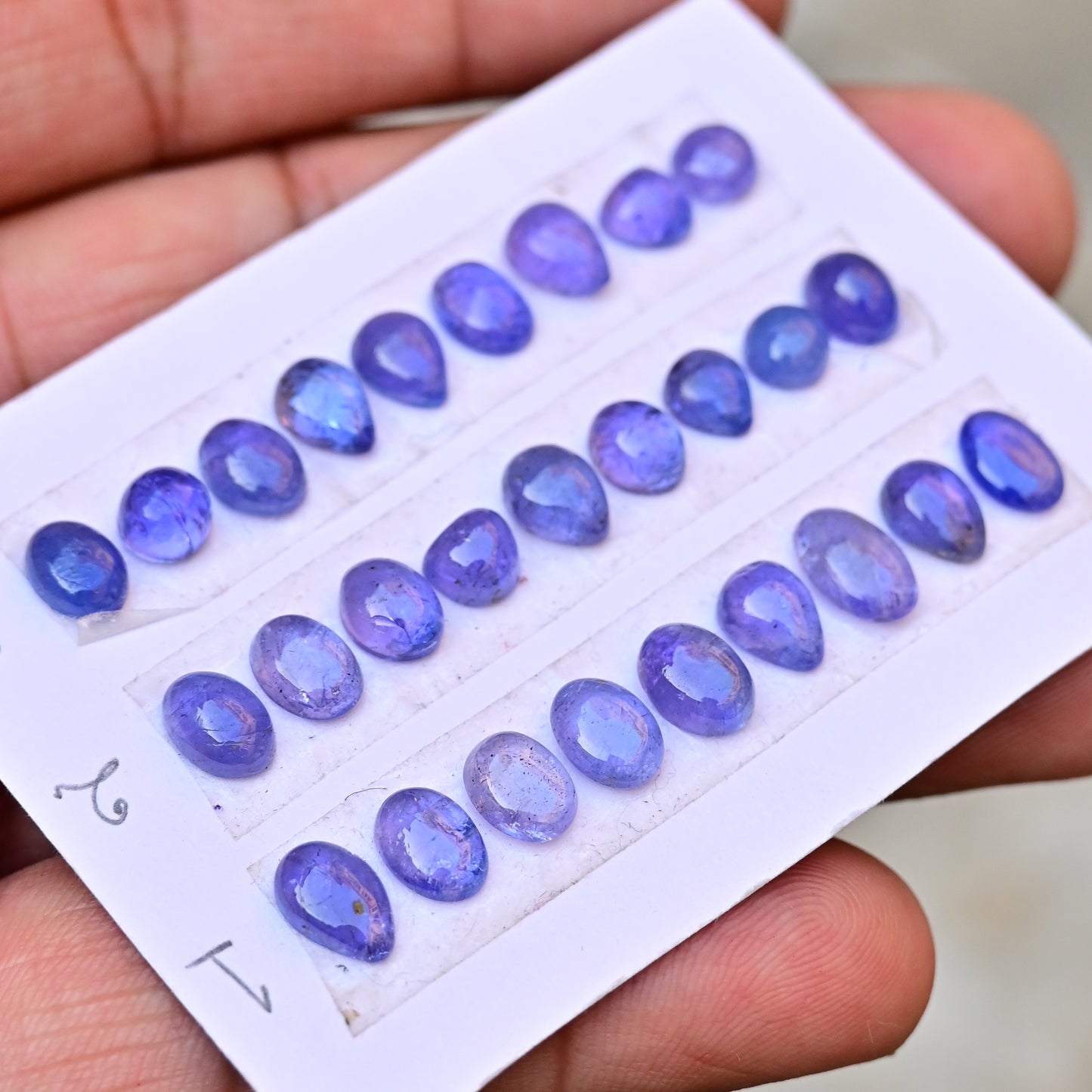 Tanzanite Cabochon 6mm - 9mm Mix Shape AA Grade Gemstone Strip - Total 9 Pcs in one strip