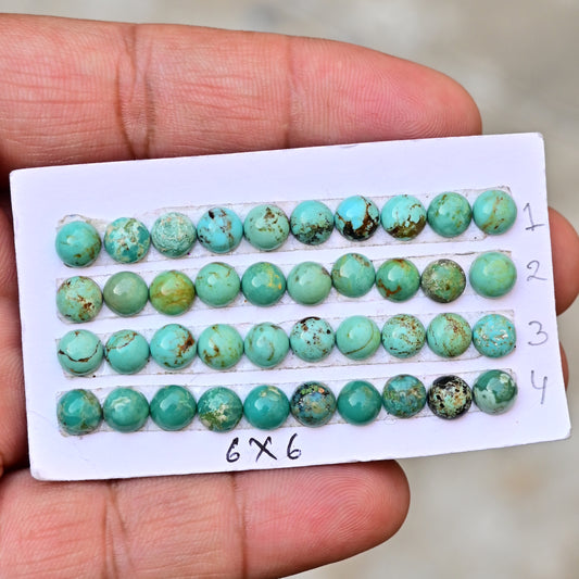 Kingman Turquoise Cabochons Round shape 6x6mm AA Grade Strip Set -Total 10 Pcs in one strip