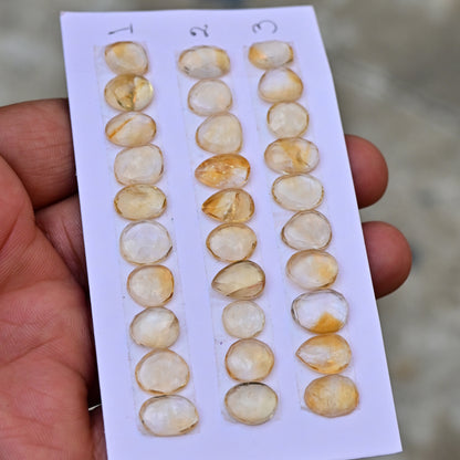 Citrine Rose Cut Cabochon 8x10mm - 9x12mm Mix Shape AA Grade Gemstone Strip-Total 10 Pcs In One