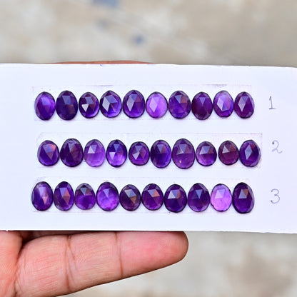 Amethyst Rosecut Cabochon Gemstone Oval shape 7x9mm - 7x11mm Jewelry Making AA Grade Gemstone Strip - Total 10 Pcs in One