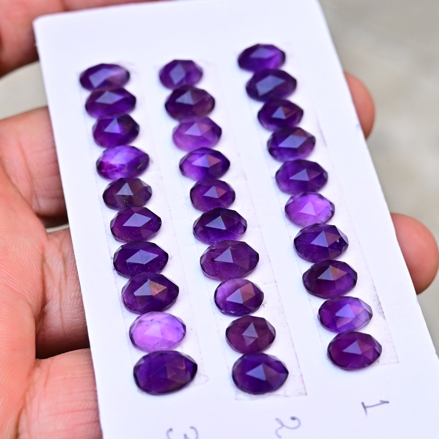 Amethyst Rosecut Cabochon Gemstone Oval shape 7x9mm - 7x11mm Jewelry Making AA Grade Gemstone Strip - Total 10 Pcs in One