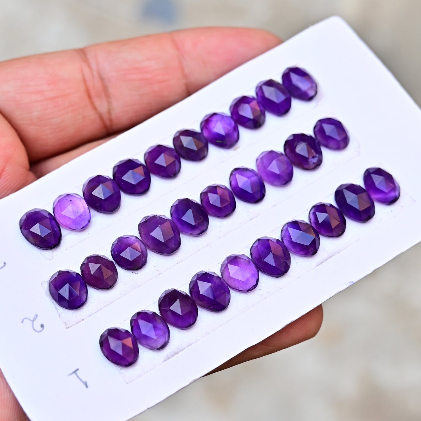 Amethyst Rosecut Cabochon Gemstone Oval shape 7x9mm - 7x11mm Jewelry Making AA Grade Gemstone Strip - Total 10 Pcs in One