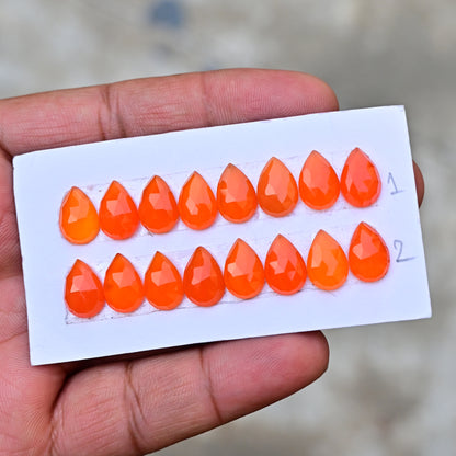 Carnelian Rosecut Calibrated Tear Drop Shape 8x12mm AA Grade Gemstone Strip - Total 8 Pcs in one strip