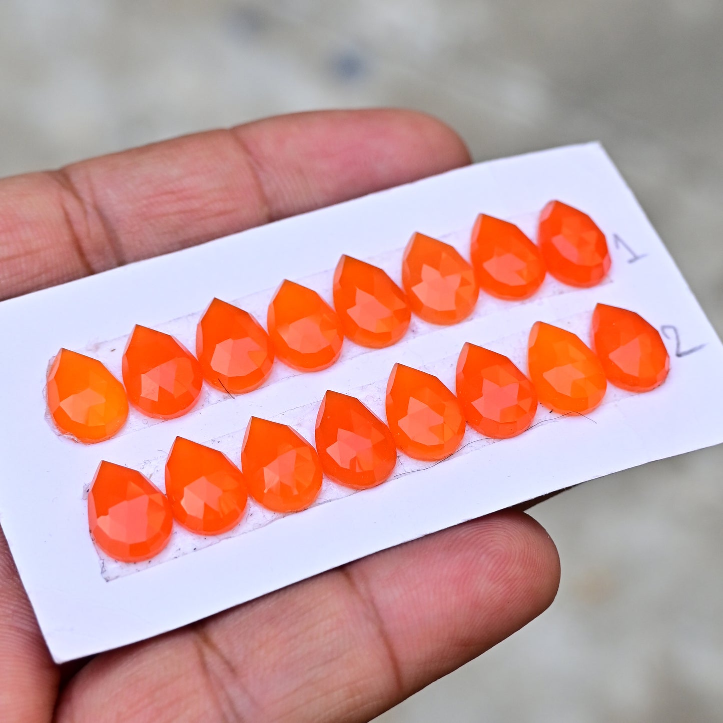 Carnelian Rosecut Calibrated Tear Drop Shape 8x12mm AA Grade Gemstone Strip - Total 8 Pcs in one strip