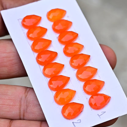 Carnelian Rosecut Calibrated Tear Drop Shape 8x12mm AA Grade Gemstone Strip - Total 8 Pcs in one strip