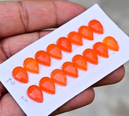 Carnelian Rosecut Calibrated Tear Drop Shape 8x12mm AA Grade Gemstone Strip - Total 8 Pcs in one strip