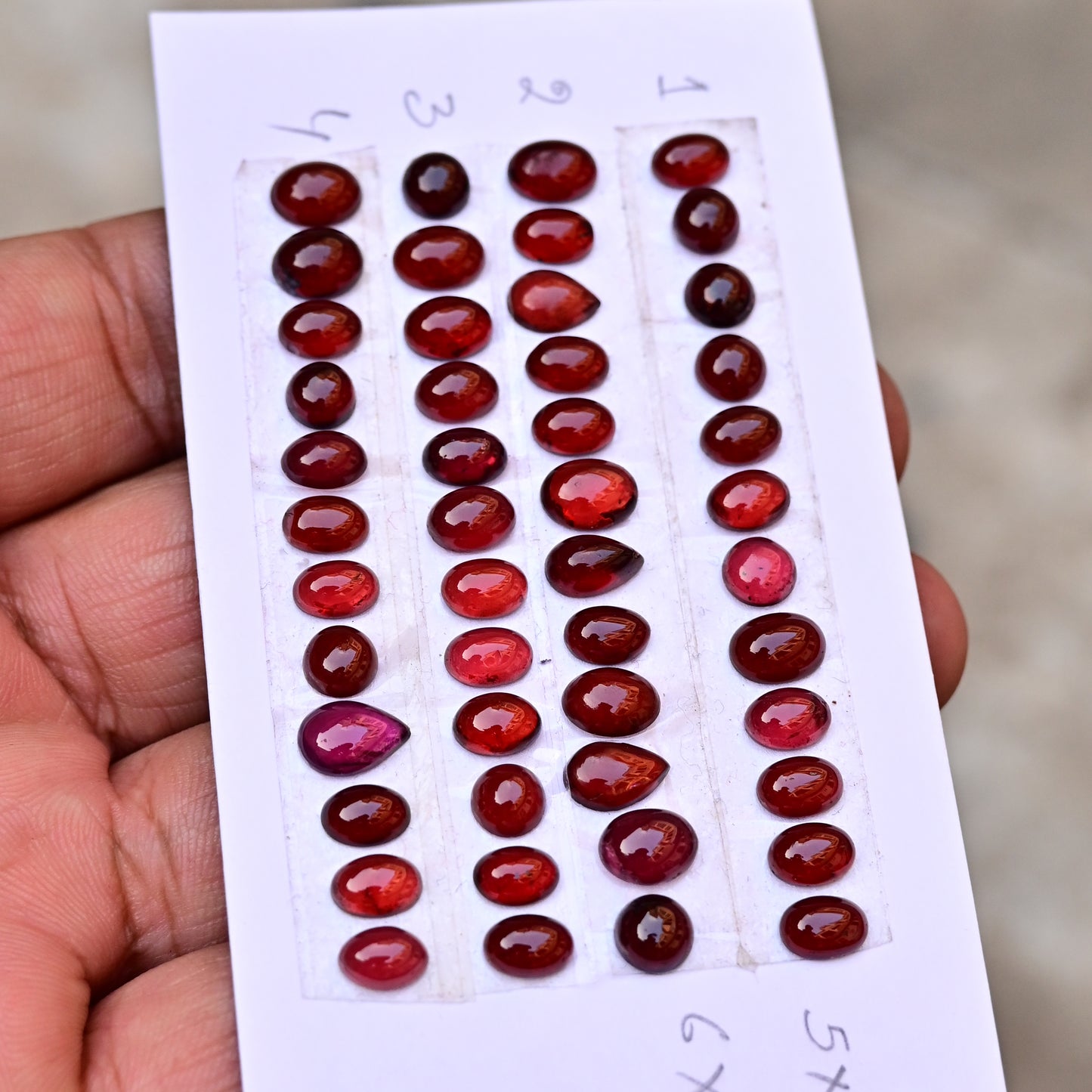 Mozambique Garnet smooth Cabochon 5x7mm - 6x8mm AA Grade Gemstone Strip- Total 12 Pcs in One