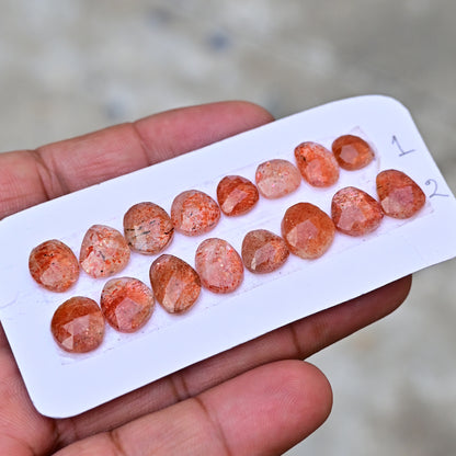 Sunstone Rosecut Cabochon Free Form Shape 7mm - 12mm AA Grade Strip -Total 8 Pcs in one strip