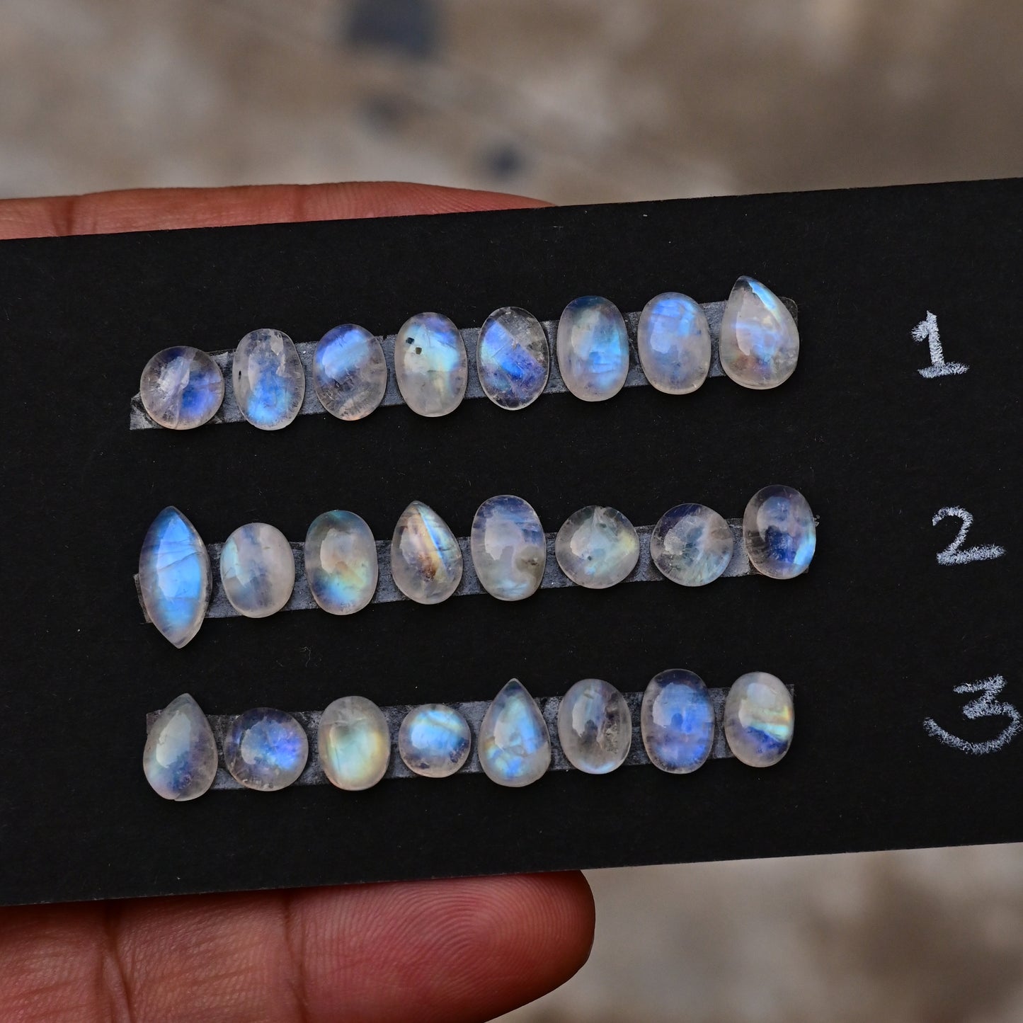 Rainbow Moonstone Smooth Cabochon 6mm - 12mm Mix Shape AA Grade Gemstone Strip -Total 8 Pcs in One Strip