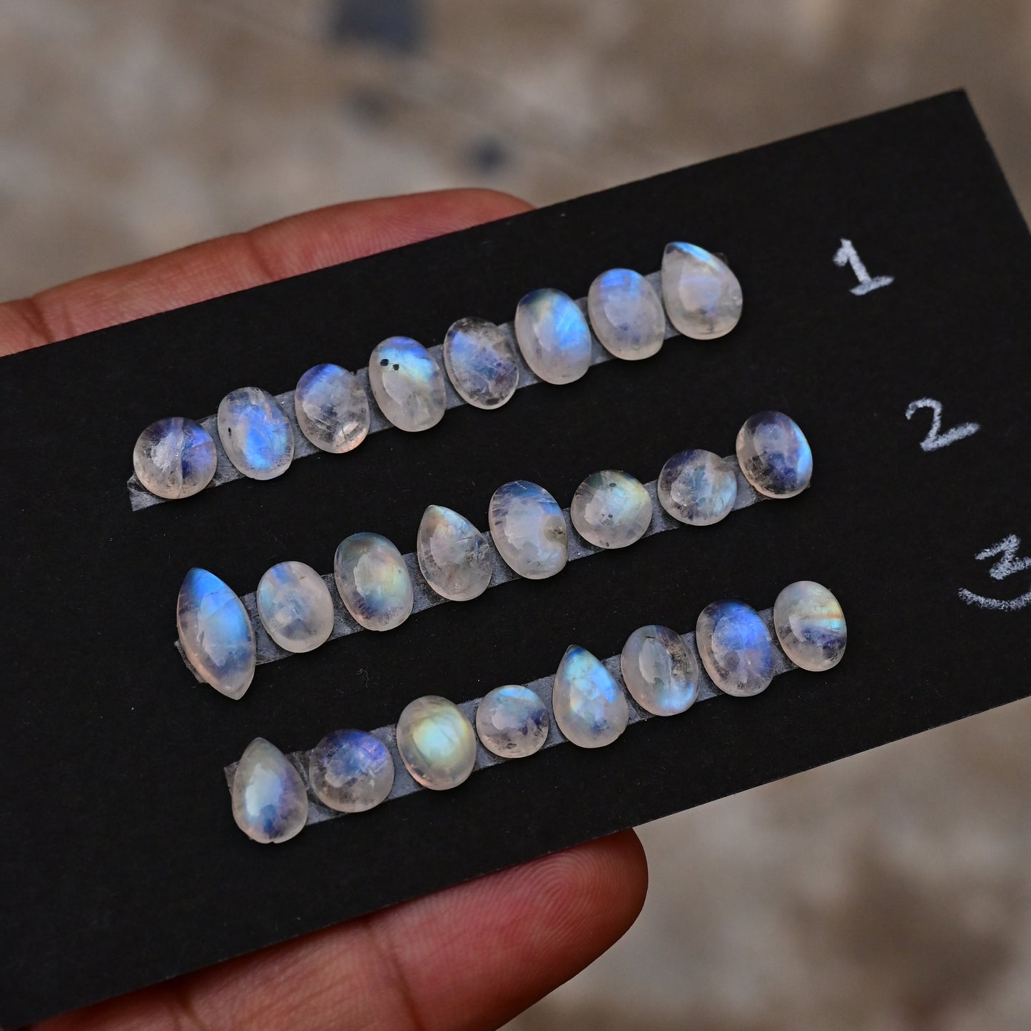 Rainbow Moonstone Smooth Cabochon 6mm - 12mm Mix Shape AA Grade Gemstone Strip -Total 8 Pcs in One Strip