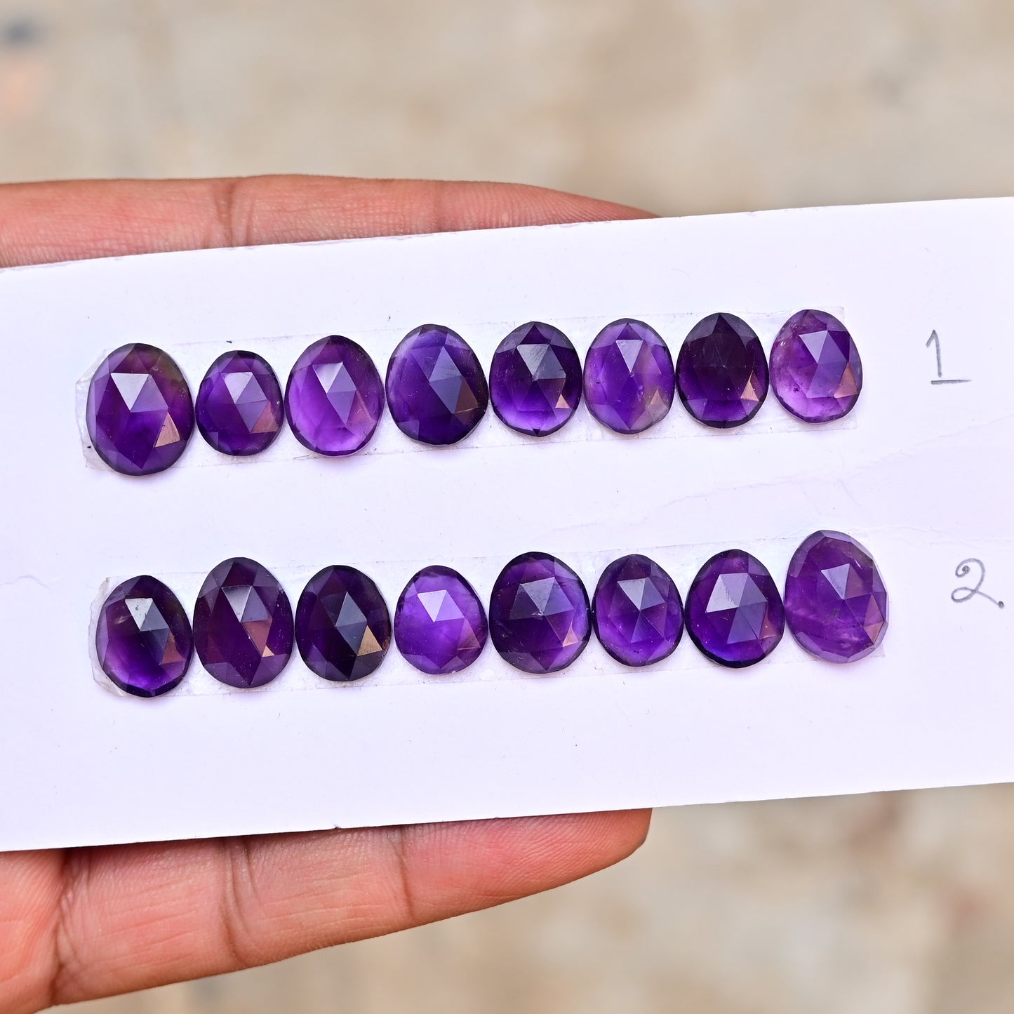 Amethyst Rosecut Cabochon Gemstone Oval shape 9x10mm - 10x13mm Jewelry Making AA Grade Gemstone Strip - Total 8 Pcs in One