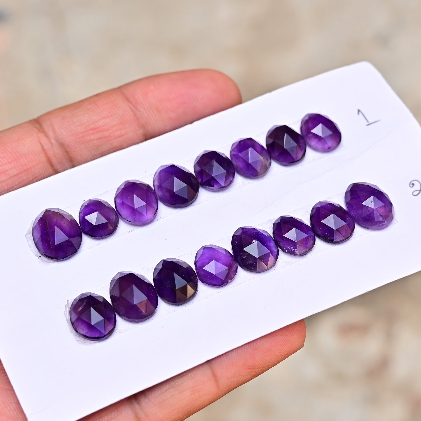 Amethyst Rosecut Cabochon Gemstone Oval shape 9x10mm - 10x13mm Jewelry Making AA Grade Gemstone Strip - Total 8 Pcs in One