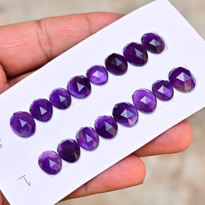 Amethyst Rosecut Cabochon Gemstone Oval shape 9x10mm - 10x13mm Jewelry Making AA Grade Gemstone Strip - Total 8 Pcs in One