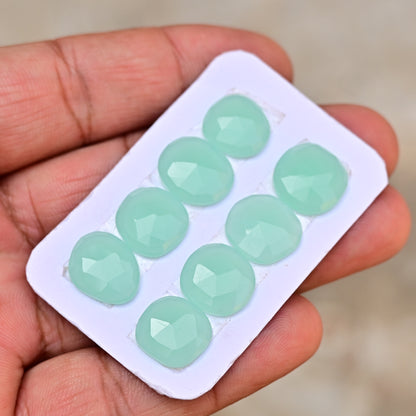 Peru Chalcedony Rose Cut Free Form Shape 12mm - 14mm AA Grade Gemstone Strip Set - Total 8 Pcs Card