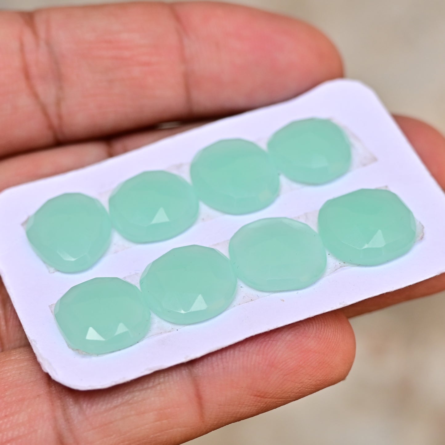 Peru Chalcedony Rose Cut Free Form Shape 12mm - 14mm AA Grade Gemstone Strip Set - Total 8 Pcs Card