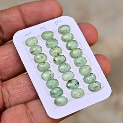 Green Kyanite Rose Cut Cabochon Oval Shape 8x12mm - 9x13mm Grade Gemstone Strip - Total 8 Pcs in Strip