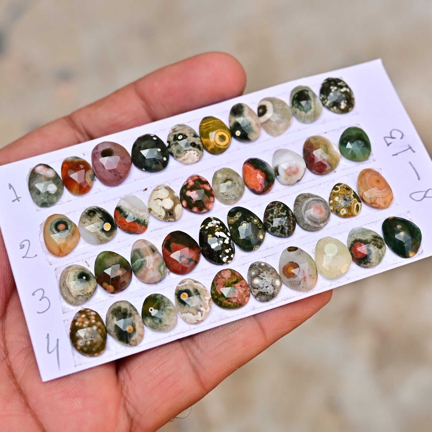 Ocean Jasper Freeform Shape Rosecut 8-13mm AA Grade Gemstone Strip - Total 10 Pcs in One