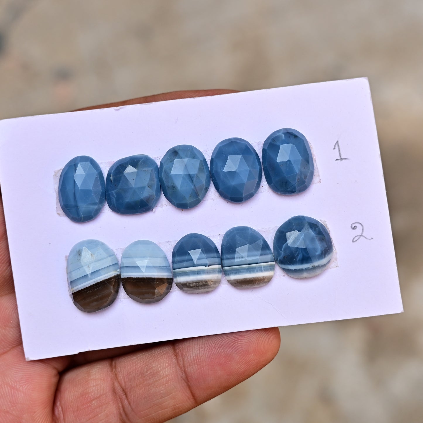 Paquete de piedras preciosas de grado AA de forma libre de ópalo azul Owyhee de 40,80 cts con corte rosa facetado de 10 x 14 mm y 11 x 17 mm (total de 10 piezas) 