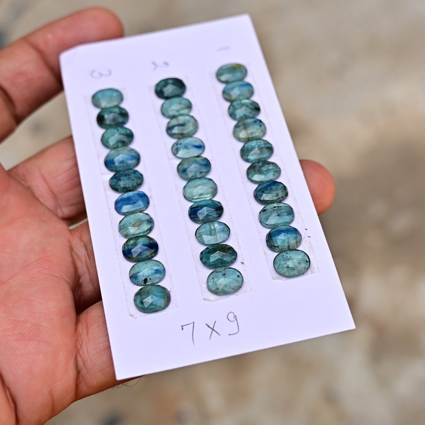 Emerald Green Kyanite Rose Cut Cabochon Oval Shape 7x9mm AA Grade Gemstone Strip - Total 10 Pcs in Strip