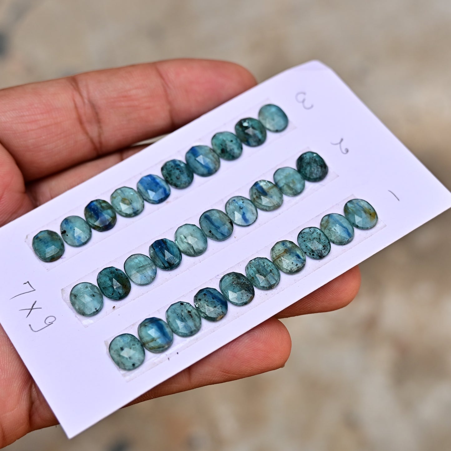 Emerald Green Kyanite Rose Cut Cabochon Oval Shape 7x9mm AA Grade Gemstone Strip - Total 10 Pcs in Strip