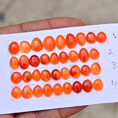 Carnelian Cabs Freeform Shape  9x7mm-8x11mm AA Grade Gemstone Strip -Total 9 Pcs in one strip