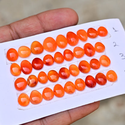 Carnelian Cabs Freeform Shape  9x7mm-8x11mm AA Grade Gemstone Strip -Total 9 Pcs in one strip