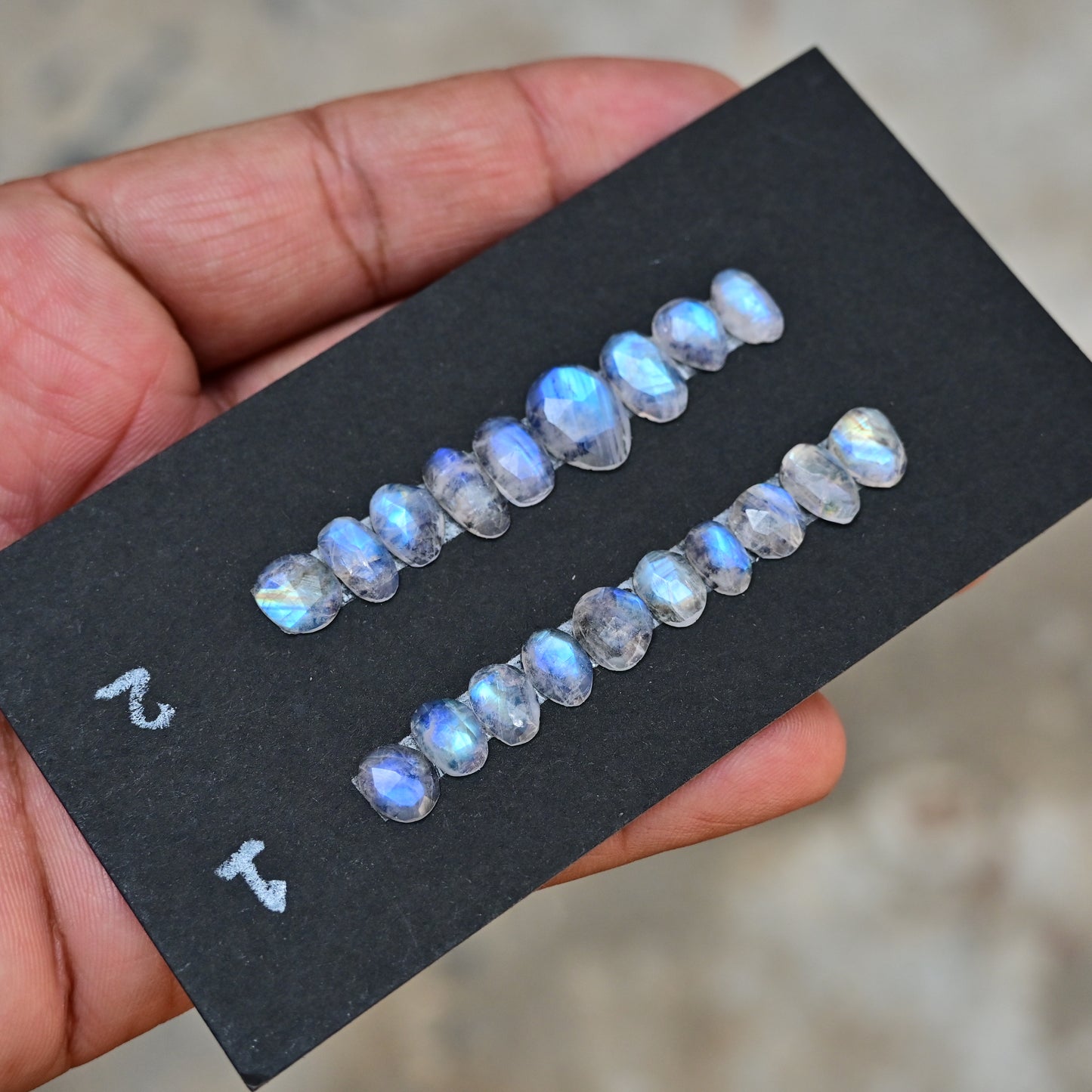 Rainbow Moonstone Rosecut Cabochon 6mm - 12mm Mix Shape AA Grade Gemstone Strip -Total 10 Pcs in One Strip