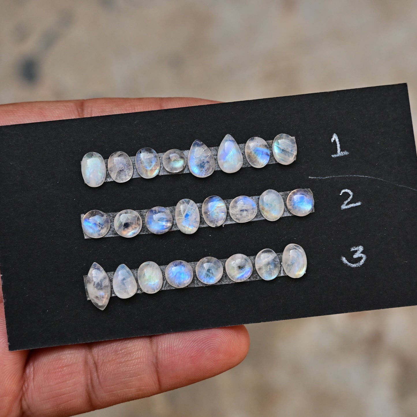 Rainbow Moonstone Smooth Cabochon 6mm - 12mm Mix Shape AA Grade Gemstone Strip -Total 8 Pcs in One Strip