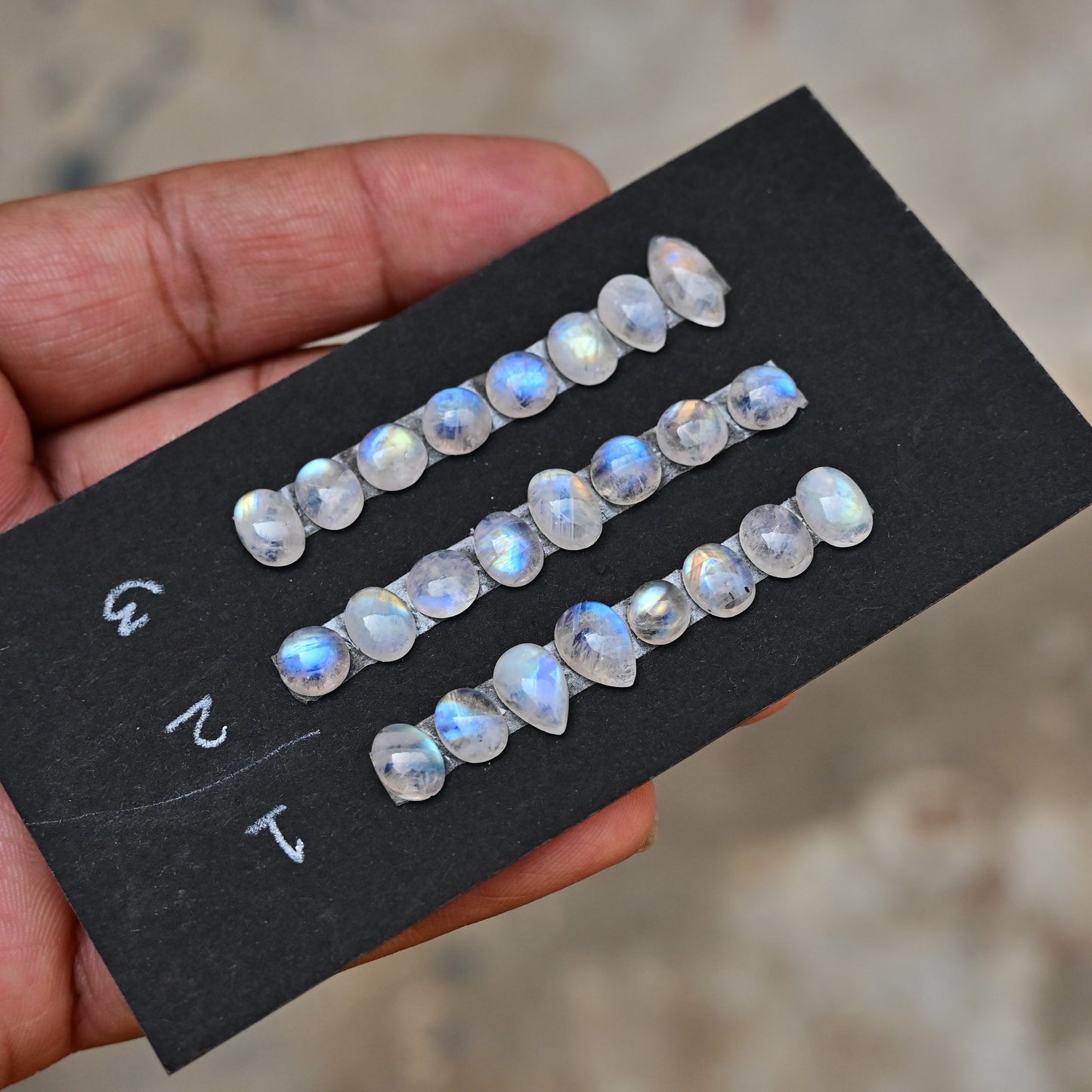 Rainbow Moonstone Smooth Cabochon 6mm - 12mm Mix Shape AA Grade Gemstone Strip -Total 8 Pcs in One Strip