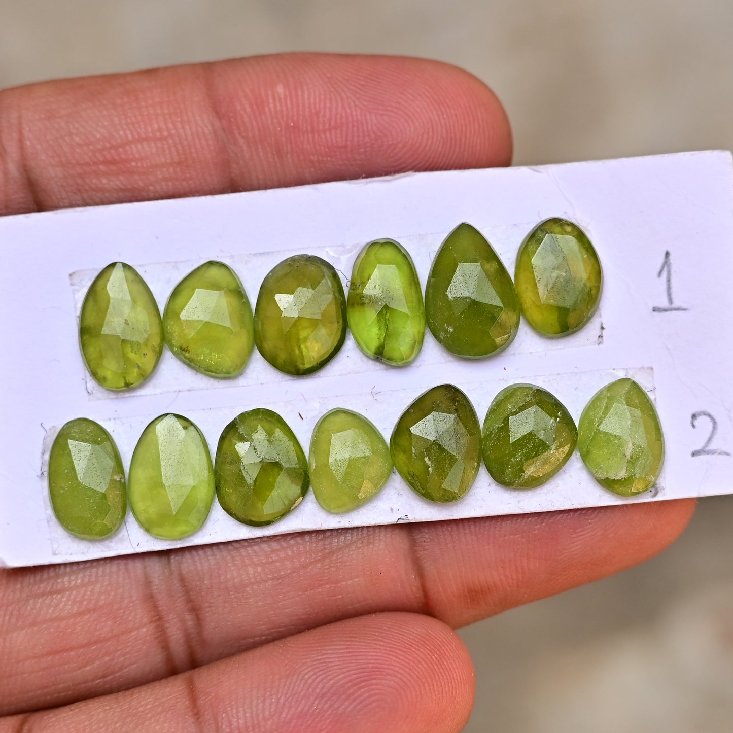 Vesuvianite Rose Cut Freeform Shape 6mm - 13mm AA Grade Strip Set -Total 7 Pcs in one strip