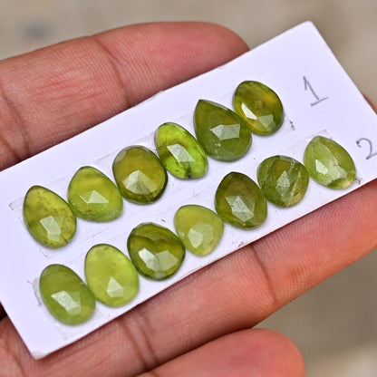 Vesuvianite Rose Cut Freeform Shape 6mm - 13mm AA Grade Strip Set -Total 7 Pcs in one strip