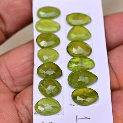 Vesuvianite Rose Cut Freeform Shape 6mm - 13mm AA Grade Strip Set -Total 7 Pcs in one strip