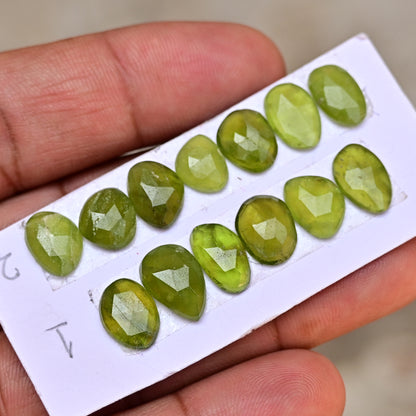 Vesuvianite Rose Cut Freeform Shape 6mm - 13mm AA Grade Strip Set -Total 7 Pcs in one strip